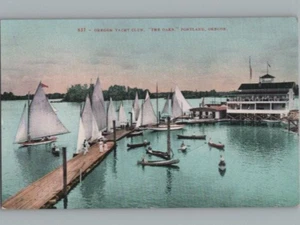 Oregon Yacht Club Sailboats Canoes "The Oaks" Portland Oregon Postcard - Picture 1 of 2