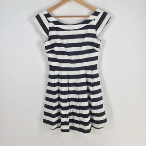 Minkpink womens dress size S aus 8 mini white black striped short sleeve 061423 - Picture 1 of 10