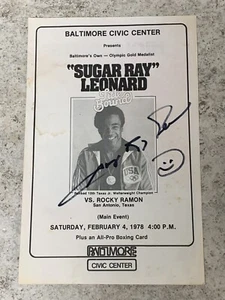 1978 Sugar Ray Leonard Vs. Rocky Ramon Rare On-site Boxing Program Autograph JSA - Picture 1 of 2