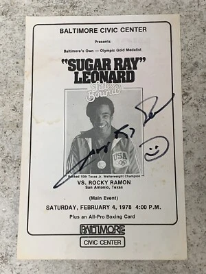 1978 Sugar Ray Leonard Vs. Rocky Ramon Rare On-site Boxing Program Autograph JSA - Image 1 of 2