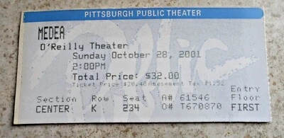 MEDEA O'Reilly Theater used ticket 2001 Pittsburgh PA Public Theater - Image 1 of 2