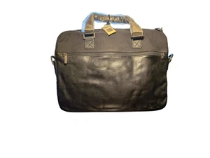 Kenneth Cole black leather and canvas laptop messenger bag - Picture 1 of 14