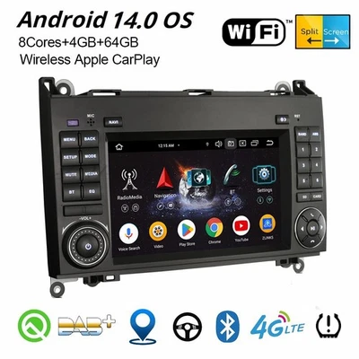 64GB Android 14 DAB+ Autoradio GPS Mercedes A/B-Klasse Sprinter Viano VW Crafter - Bild 1 von 4