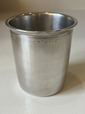 Timbale Collégien XIX Ème Argent Massif Poinçon Minerve César Tonnelier 67G. - Photo 1/4