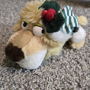 RARE CHOSUN Christmas Lion Stuffed Animal Plush Santa Hat Mistletoe Plastic Eyes - Picture 1 of 12