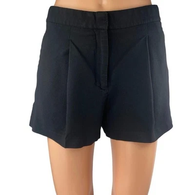 Теория Tohni Rosina черный высокая талия плиссированные креп прямой мини шорты размер 2 - Изображение 1 из 4