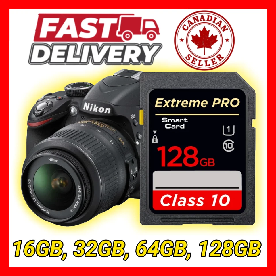 128GB 64GB 32GB 16GB High‑Speed Class 10 SD Memory Card Camera Extreme PRO - Image 1 of 1