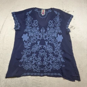 Johnny Was Navy Burke Blouse Embroidered Tunic Women's XL Boho Chic - Picture 1 of 9