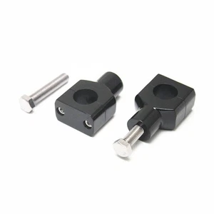 2X Black Motorcycle 7/8″ 22mm Handlebar Hand Bar Risers Mount Clamp Adaptor Kit - Foto 1 di 5