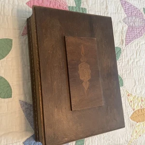 Antique Wooden Inlaid Box HandMade 14 x 10 Inches Victorian Tramp Art - Bild 1 von 6