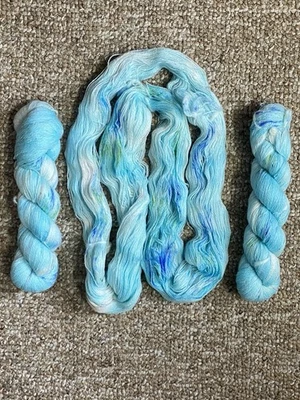 3 Skeins 150g Hand Dyed 100% Merino Yarn Fingering Yarn 50g-400 Yard * 3 Blue - Image 1 of 4
