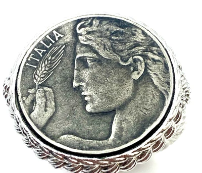 ANILLO MONEDA JUDITH RIPKA PLATA ESTERLINA 925 VERONA TEJIDO CESTA TALLA 9 3/4 Foto 1 de 4