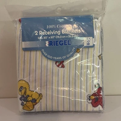 NUEVO CON ETIQUETAS Manta de Recepción de Bebé Riegel Vintage 2pk 30x30 Estampado de Plaza Sésamo Foto 1 de 4