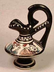 Hand Painted Mini Greek Pottery Souvenir Single Hook Handle Vase - Picture 1 of 11