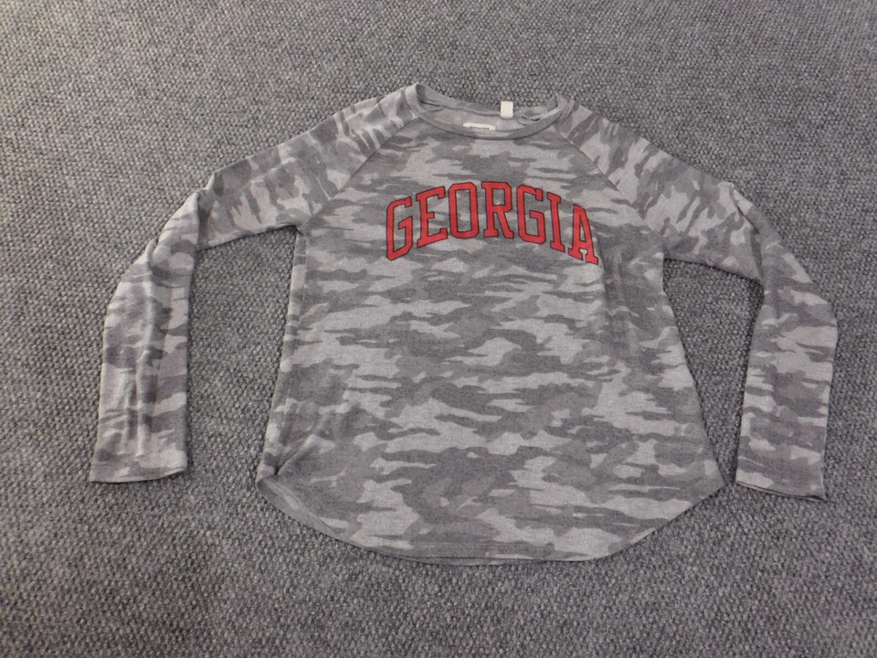 Georgia Bulldogs Sudadera Mujer Pequeño Portón Trasero Gris Jersey Fútbol Camuflaje Foto 1 de 4