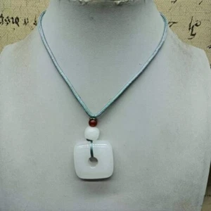Certified Natural White Jade China Style Pendant Necklace Gift Jewelry Craft四方吊坠 - Picture 1 of 5