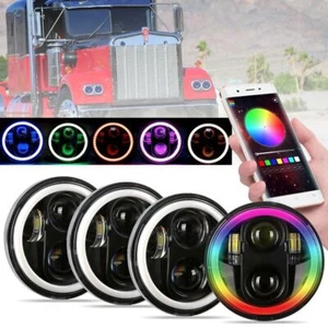 4 PIEZAS RGB 5.75" 5-3/4" LED Faro Alto/Bajo DRL Para Camión Kenworth W900 1975 - Imagen 1 de 12