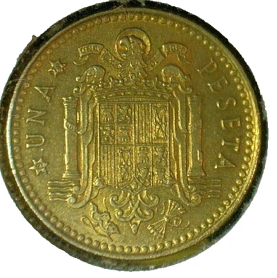 WORLD COIN SALE-1975  SPAIN 1 PESETA--ALUMINUIM/BRONZE COMPOSITION  COIN-KM#806 - Image 1 of 3