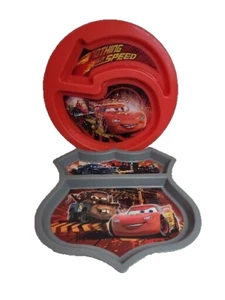 Disney Pixar Cars Lunch Tablett geteilt Teller rot Lightning McQueen grau 2 Stück - Bild 1 von 9