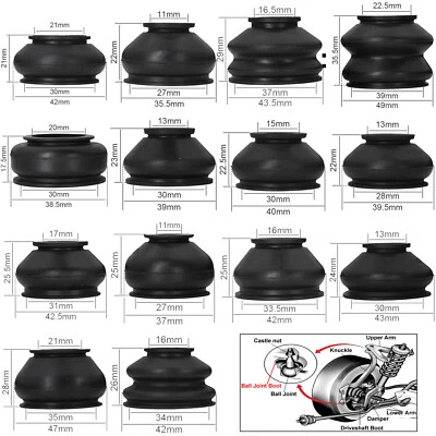 14x Multipack Universal Rubber Ball Joint Cover Dust Boots Track Tie Rod End Kit - image 1 of 4