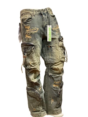 Men’s First Row Martin Relaxed Fit Jeans Utility Denim Vintage Baggy FRD3120 - Image 1 of 4