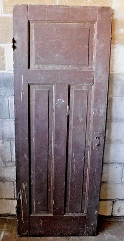 Antique Craftsman Style Three Panel Door - C. 1900 Fir Architectural Salvage Cover