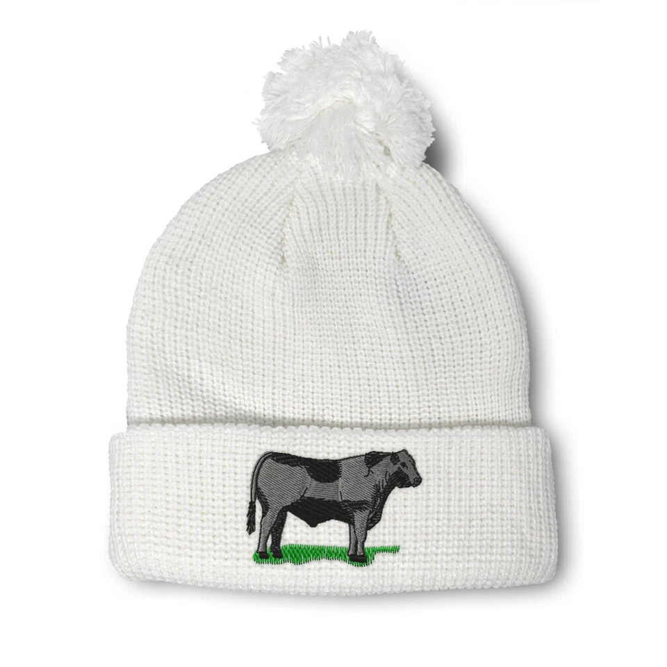 Gorros Pom Pom para Mujer Western Granja Animal Vaca Ganado Angus Toro Calavera Gorra Foto 1 de 1