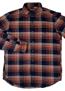 J Crew Mercantile Plaid Flannel Black/Orang Men’s Med Button Down Shirt Casual - Picture 1 of 5
