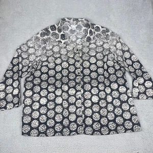 Catherines Button Up Shirt Womens 3x Black Geometric Ombre Lightweight Flowy - Picture 1 of 7