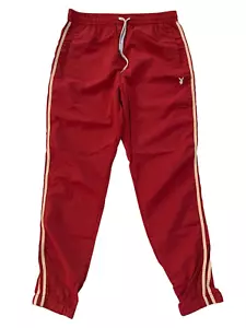 VTG Men's size L Red Playboy Bunny Sweatpant Joggers Drawstring Lightweight Y2K - Picture 1 of 9