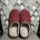 LL Bean Slippers Womens 8 Mules Clogs Slip On Flats Red Wool Round Toe