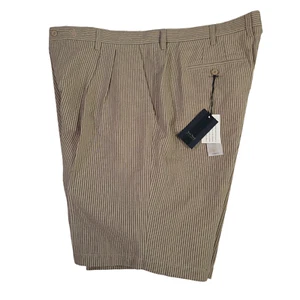 Nat Nast Shorts Linen Cotton Striped Beige Mens Size 42 Pleated New With Tags - Picture 1 of 11