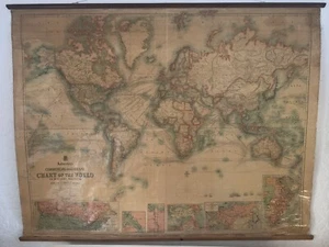 1925 Johnston's Commercial & Library Chart of The World 190cm x 148cm Wall Map - Picture 1 of 12