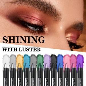 Glitter Eyeshadow Stick 12 Colours Eye Shadow Pen Shimmer Lipstick Crayon Penc # - Picture 1 of 24