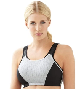 Sujetador deportivo Glamorise para mujer con control de doble capa negro 1166 nuevo con etiquetas - Imagen 1 de 3