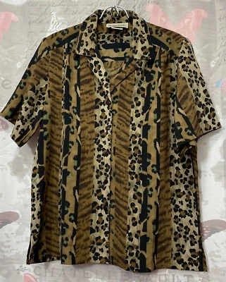Camisa Donnkenny Mujer Marrón Estampado Animal Abotonada Manga Corta Talla Grande Foto 1 de 4