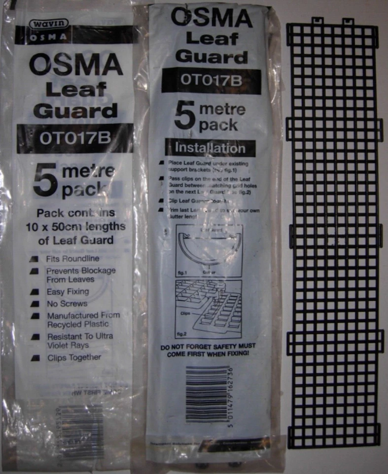 Wavin OSMA Channel Leaf Guard Clip Together Black 5 Metre Pack 0t017 10 X 0.5m