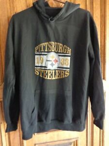 NFL Team Pittsburgh Steelers Womens Pullover Sweatshirt With Hood Size Large Bla