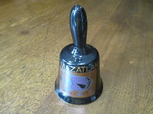 CAMPANA DE COLECCIÓN NEGRA 4 1/2" DE ALTO DECORADA EN ORO COLORIDA ""PEZ - Imagen 1 de 9