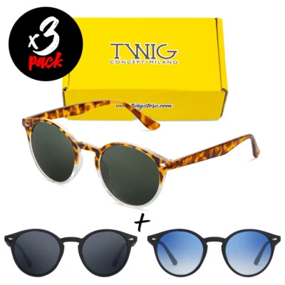 TWIG CONCEPT MILANO Tris occhiali da sole TWIG Pack POLLOCK uomo/donna UV400 tondi vintage