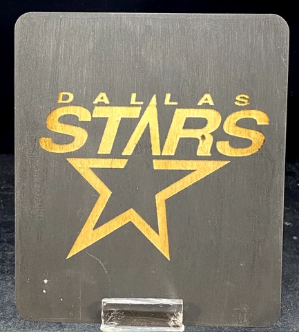 NEW NHL DALLAS STARS LASER ENGRAVED LOGO ON 6" X 5" WOOD PLAQUE / COASTER Cover
