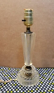 1950's Art Deco Clear Glass Boudior Nightstand Lamp 11.5” - Picture 1 of 4