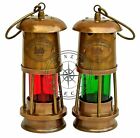 Set Of 2 Antique Brass Minor Lamp Vintage Nautical Ship Boat Light Lantern...