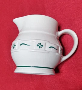 Longaberger Pottery Creamer / Pitcher Woven Traditions Classic Green 8 Ounce USA - Picture 1 of 6