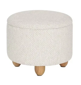 Storage Pouf Upholstered Stool Lid Ottoman Foldable Pine Legs Room SpaceSaver - Picture 1 of 9
