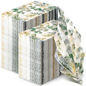 200 Pcs Greenery Paper Napkins 3 Ply Disposable Hand Towels for Bathroom Gree... - Picture 1 of 7