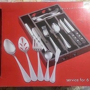 TARGET Edelstahl Besteck 42 Teile Service für 6 Holzbehälter Neu - Bild 1 von 6