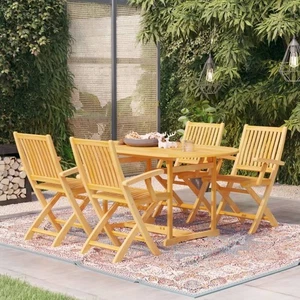 Solid Teak Wood Garden Dining Set Wooden Table and Chair 5/7 Piece vidaXL - Picture 1 of 32