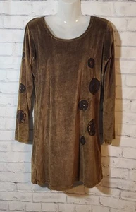 New Mexicali Blues Boho Brown Velvet Swing Dress Small - Picture 1 of 5
