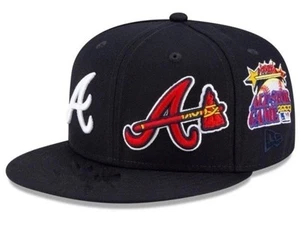 New Era Atlanta Braves 59Fifty Sombrero Ajustado Cuatro Paneles Parches Totalmente Nuevo - Imagen 1 de 4